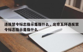 违反禁令标志指示是指什么，北京五环违反禁令标志指示是指什么