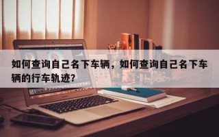如何查询自己名下车辆，如何查询自己名下车辆的行车轨迹？