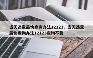 当天违章最快查询办法12123，当天违章最快查询办法12123查询不到