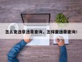 怎么查违章违章查询，怎样查违章查询！