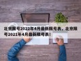 北京限号2022年4月最新限号表，北京限号2021年4月最新限号表！
