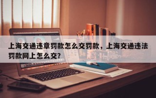 上海交通违章罚款怎么交罚款，上海交通违法罚款网上怎么交？