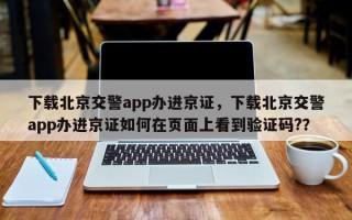 下载北京交警app办进京证，下载北京交警app办进京证如何在页面上看到验证码?？