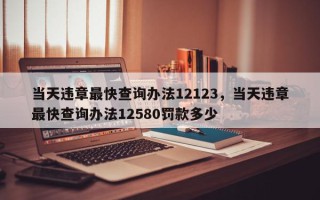 当天违章最快查询办法12123，当天违章最快查询办法12580罚款多少