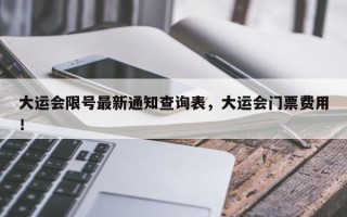 大运会限号最新通知查询表，大运会门票费用！