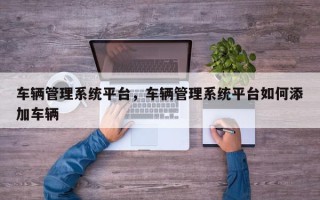 车辆管理系统平台，车辆管理系统平台如何添加车辆