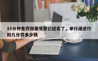 15分钟免罚但是交警已经走了，单行道逆行扣几分罚多少钱