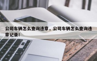 公司车辆怎么查询违章，公司车辆怎么查询违章记录！