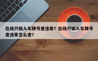 在线只输入车牌号查违章？在线只输入车牌号查违章怎么查？