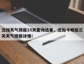 沈阳天气预报15天查询结果，沈阳今明后三天天气预报详情！