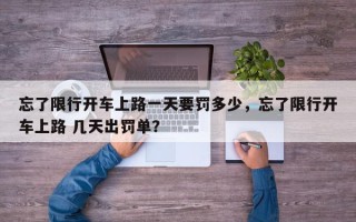 忘了限行开车上路一天要罚多少，忘了限行开车上路 几天出罚单？