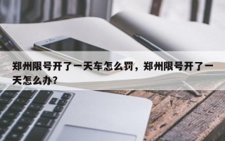 郑州限号开了一天车怎么罚，郑州限号开了一天怎么办？