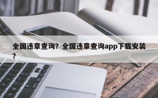 全国违章查询？全国违章查询app下载安装？