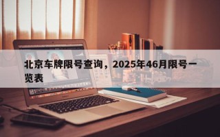北京车牌限号查询，2025年46月限号一览表
