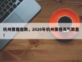 杭州雾霾指数，2020年杭州雾霾天气数量！