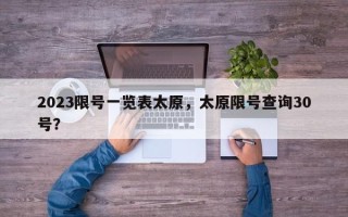 2023限号一览表太原，太原限号查询30号？