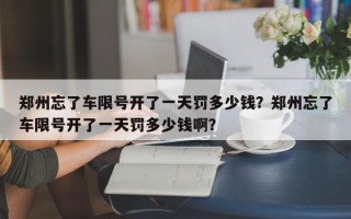 郑州忘了车限号开了一天罚多少钱？郑州忘了车限号开了一天罚多少钱啊？