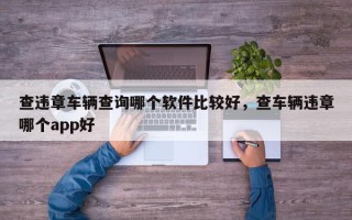 查违章车辆查询哪个软件比较好，查车辆违章哪个app好