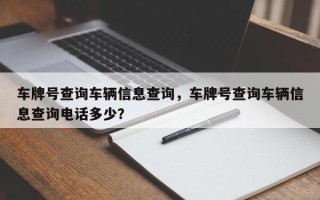 车牌号查询车辆信息查询，车牌号查询车辆信息查询电话多少？