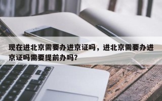 现在进北京需要办进京证吗，进北京需要办进京证吗需要提前办吗？